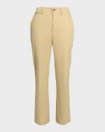 Image 1 of 6: Saint Laurent Mid-Rise Straight-Leg Ankle Cotton Pants