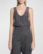 Image 3 of 6: Saint Laurent Scoop-Neck Silk Tank Top