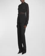 Image 5 of 6: Saint Laurent Silk Chiffon Collared Shirt