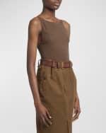 Image 2 of 6: Saint Laurent Echance High-Neck Silk Backless Bodysuit