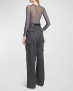 Image 4 of 6: Saint Laurent Wide-Leg Cargo Pants with Leather Belt