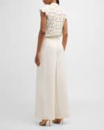 Image 3 of 6: Alice + Olivia Martel Flutter-Sleeve Crepe de Chine Blouse