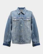 Image 1 of 7: Marc Jacobs Crystal Denim Oversized Trucker Jacket