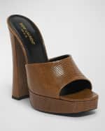 Image 5 of 6: Saint Laurent Boogie Embossed Platform Mule Sandals