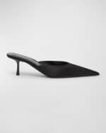 Image 1 of 6: Saint Laurent Barbara Silk Mule Pumps