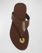 Image 5 of 5: Saint Laurent Kouros Leather Thong Sandals
