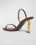 Image 2 of 5: Saint Laurent Opyum Leather YSL-Heel Slide Sandals