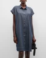 Image 5 of 6: Eileen Fisher Organic Cotton Twill Shift Shirtdress