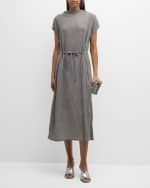 Image 2 of 6: Eileen Fisher Crinkled Funnel-Neck Midi Dress