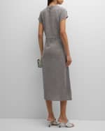 Image 4 of 6: Eileen Fisher Crinkled Funnel-Neck Midi Dress