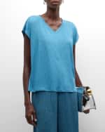 Image 3 of 6: Eileen Fisher V-Neck Organic Linen Jersey Tee