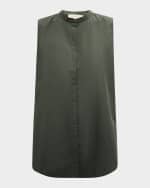 Image 1 of 6: Eileen Fisher Sleeveless Organic Cotton Poplin Shirt