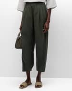 Image 2 of 6: Eileen Fisher Petite Pleated Organic Cotton Poplin Ankle Pants