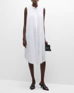 Image 5 of 6: Eileen Fisher Petite Organic Cotton Poplin Midi Shirtdress