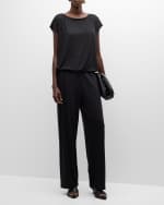 Image 2 of 6: Eileen Fisher Scoop-Neck Drawstring Jersey Top