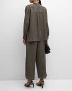 Image 3 of 6: Eileen Fisher Cropped Wide-Leg Crinkled Pants