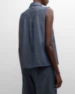 Image 5 of 6: Eileen Fisher Sleeveless Organic Cotton Twill Shirt
