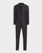 Image 1 of 6: Giorgio Armani Men's Micro-Textured Wool Suit
