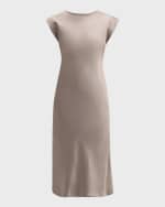 Image 1 of 6: Marella Aquile Cap-Sleeve Satin Midi Dress