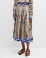 Image 2 of 6: Pierre-Louis Mascia A-Line Floral Jacquard Midi Skirt