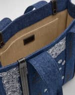 Image 5 of 6: Chloe x High Summer Woody Medium Tote Bag in Bandana Embroidered Denim