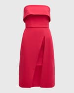 Image 1 of 6: Black Halo Louie Strapless Front-Slit Midi Dress