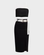 Image 1 of 6: Black Halo Katriona Contrast-Trim Two-Piece Dress