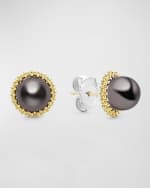 Image 3 of 4: LAGOS Sterling Silver 18K Luna Black Pearl Lux 9mm Stud Earrings