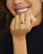 Image 2 of 5: LAGOS Sterling Silver 18K Luna Black Pearl Lux 8mm Caviar Statement Ring, Size 7