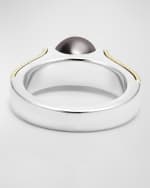 Image 3 of 5: LAGOS Sterling Silver 18K Luna Black Pearl Lux 8mm Caviar Statement Ring, Size 7