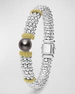 Image 4 of 5: LAGOS Sterling Silver and 18K Luna Black Pearl Lux Center Rope Bracelet, Size 7