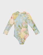 Image 2 of 3: Zimmermann Girl's Waverly Floral-Print Swimsuit, Size 2-10