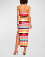 Image 2 of 3: Ramy Brook Myrtie Sequined Striped Midi Skirt