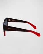 Image 3 of 5: Ferragamo Rivets Acetate Cat-Eye Sunglasses