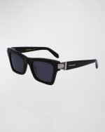 Image 4 of 5: Ferragamo Prisma Acetate Cat-Eye Sunglasses
