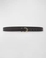 Image 1 of 2: Il Bisonte Classic Calf Leather Buckle Belt