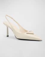 Image 5 of 6: Prada Vernice Leather Slingback Pumps