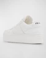 Image 3 of 6: Prada Downtown Leather Low-Top Sneakers