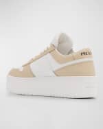 Image 3 of 6: Prada Downtown Bicolor Leather Low-Top Sneakers