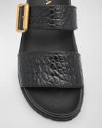 Image 4 of 6: Prada Croco Buckle Dual-Band Comfort Sandals