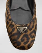 Image 3 of 5: Prada Leopard Mary Jane Ballerina Flats
