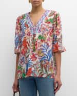 Image 2 of 6: Johnny Was Easy Field Embroidered Floral-Print Blouse
