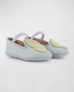 Image 3 of 3: Sophia Webster Girl's Leather Butterfly Flats, Baby