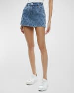 Image 2 of 5: Alice + Olivia Joss High-Rise Quilted Embellished Denim Mini Skirt