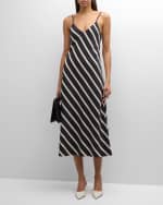Image 2 of 6: La Ligne Striped Spaghetti-Strap Slip Dress