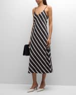 Image 5 of 6: La Ligne Striped Spaghetti-Strap Slip Dress