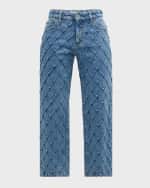 Image 1 of 6: Alice + Olivia Weezy Quilted Embellished Cropped Jeans