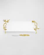 Image 2 of 5: Michael Aram Butterfly Ginkgo White & Gold Cheeseboard With Spreader