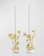 Image 4 of 4: Michael Aram Butterfly Ginkgo White & Gold Candleholders, Set of 2