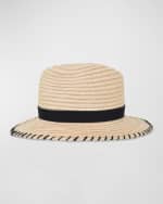 Image 4 of 4: Gigi Burris Casey Whipstitched Straw Fedora